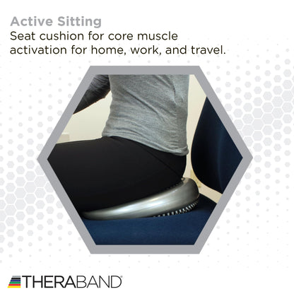 THERABAND Stability Disc, 13-Inch Silver, Latex-Free, Pre-Inflated Balance Cushion for Core Strength, Wobble Seat for Posture & Active Sitting, Wobble Disc for Office Chair or Rehab