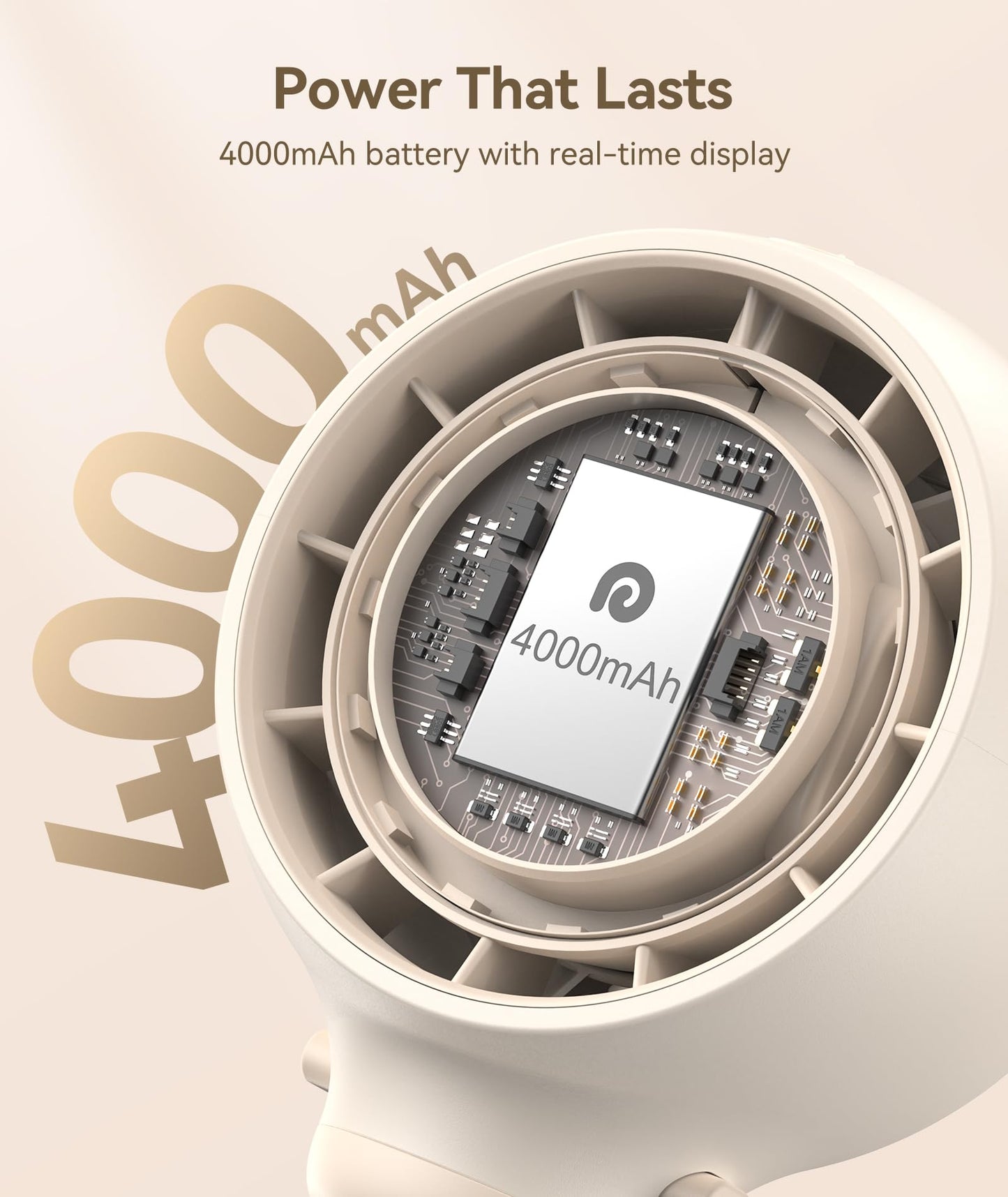 Dreamegg Portable Stroller Fan - 4000mAh Rechargeable Baby Stroller Fan With LED Display, Night Light, Hidden Blade, Detachable 4 Speed 360°Rotate, Handheld Cooling for Crib,Travel, Car Seat, Bedroom