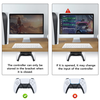 Mcbazel Under Desk Mount for PS5/PS4 Controller, PlayStation 5/PlayStation 4 Controller Holder, No Drill Adhesive Tape Table Stand, ABS Material, 2 Pack (Not for PS5 Slim/PS5 Pro)