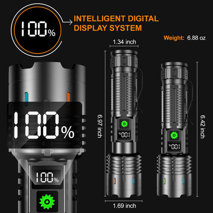 Relybo Torches LED Super Bright Rechargeable, Flashlight 500000 Lumens XHM88 Torches Battery Powered, Led Torch Rechargeable, Powerful Torch Flash Light for Dog Walking Hiking Camping Emergency Gift
