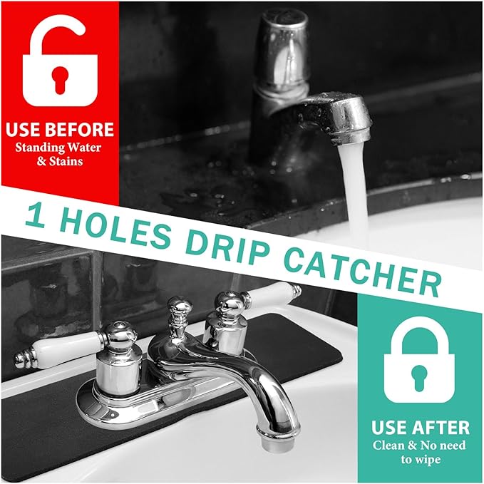 Tioncy 2 Pcs Faucet Mat Sink Splash Guard Oval-hole Oval Splash Pad