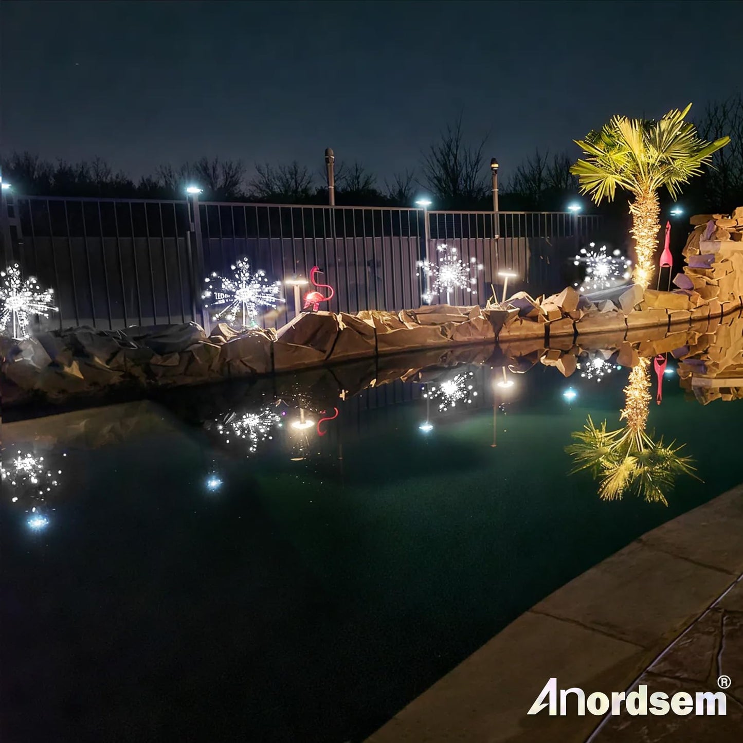 Anordsem Solar Garden Lights Outdoor: Bendable Copper Wire with 120 LED Firework Beads - White Waterproof DIY Fairy Decorations for Yard Patio Path - Gifts for Women Mom Homeowners
