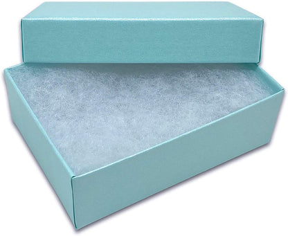 TheDisplayGuys - 25-Pack #32 Cotton Filled Cardboard Paper Jewelry Boxes Gift Case - Pearl Teal (3.3" x 2.3" x 1.0") - for Shipping or Storage