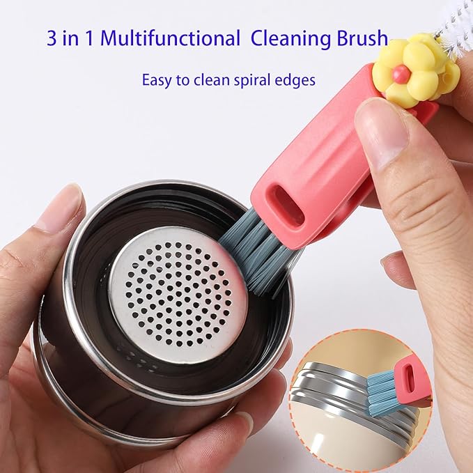 3 in 1 Cup Lid Cleaning Brush, Portable Cup Lid Cleaner
