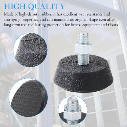 GAQUECY 4 Pack Exercise Bike Support Foot Pads Compatible with Peloton OG & Plus,Upgraded 3/8" Stainless Steel Anti-Slip Screw,Noise Reduction Shock-Absorbing Rubber Stabilizer Feet