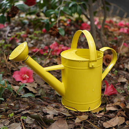 Topadorn Watering Can Metal Watering Pot with Handle and Rosehead Modern Style, 11.4”W x 4.72”D x 8.66”H, 55 Oz.,Yellow