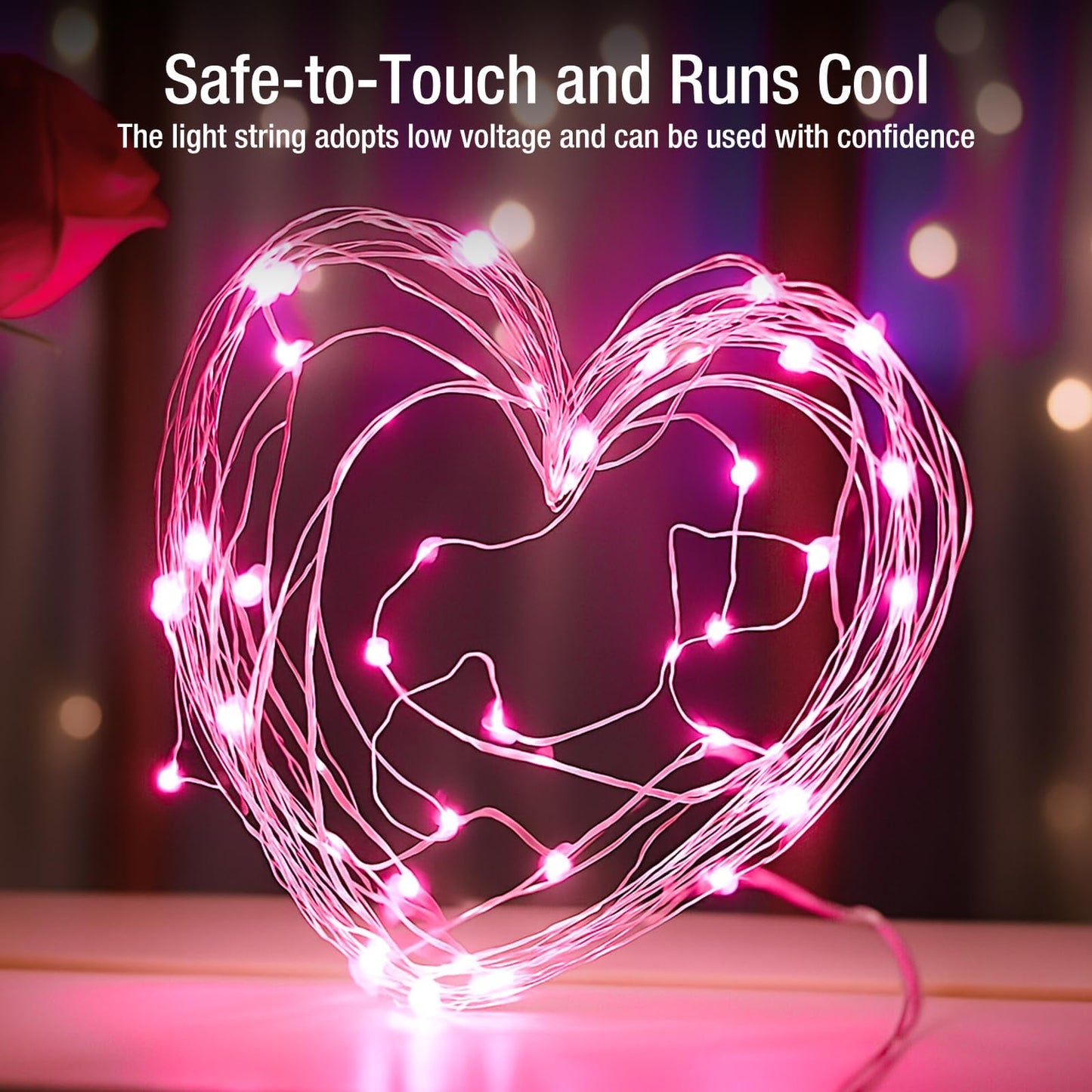 12 Pack Fairy Lights Battery Operated - 7ft 20 Led Twinkle Lights 3 Modes, Bulk Mini String Lights Waterproof for Mason Jars Vases DIY Party Wedding Decoration Valentines Day - Pink