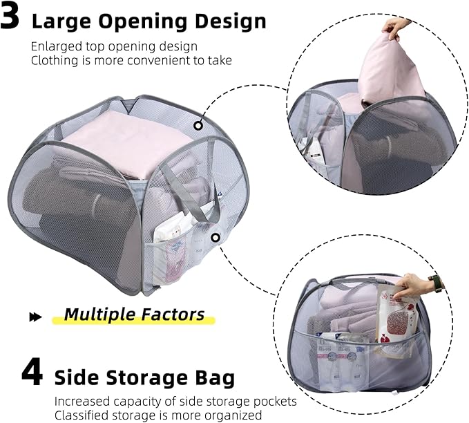 Collapsible Laundry Basket, 90L Foldable Pop-up Laundry Hamper