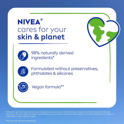 NIVEA Lip Care, Fruity Tinted Lip Balm Variety Pack, Cherry, Strawberry, Blackberry and Watermelon Flavors, 3-in-1 Moisture, Repair and Color, 0.17 Oz Stick, Pack of 4