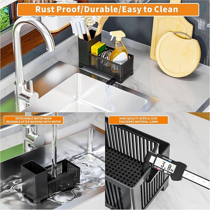 Sink Caddy & Kitchen Sink Organizer, Plastic Kitchen Countertop Organizer