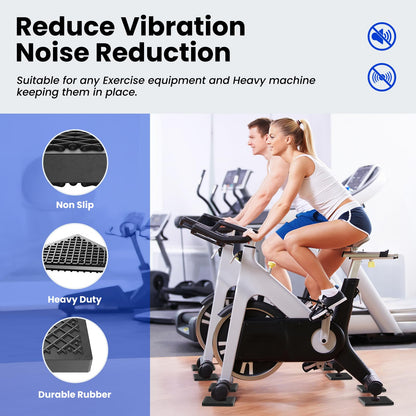 Exercise Equipment Mat 5.11x5.11x0.55in 6pcs, Heavy Duty Thick Steel Embedded Rubber Mat, Anti Slip/Noise Reduction/Vibration Resistance, Treadmills Equipment Pads, Used for Carpets, Wooden Floors