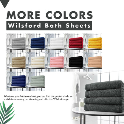 Lions Bath Towels - Set of 4 Bathroom Bath Sheets, 100% Luxury Cotton, 500 GSM 75X135CM, Highly Absorbent and Quick Dry Extra Large Towel, Accessory Set, Charcoal