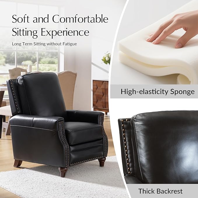 HULALA HOME Genuine Leather Manual Recliner Chairs Set of 2