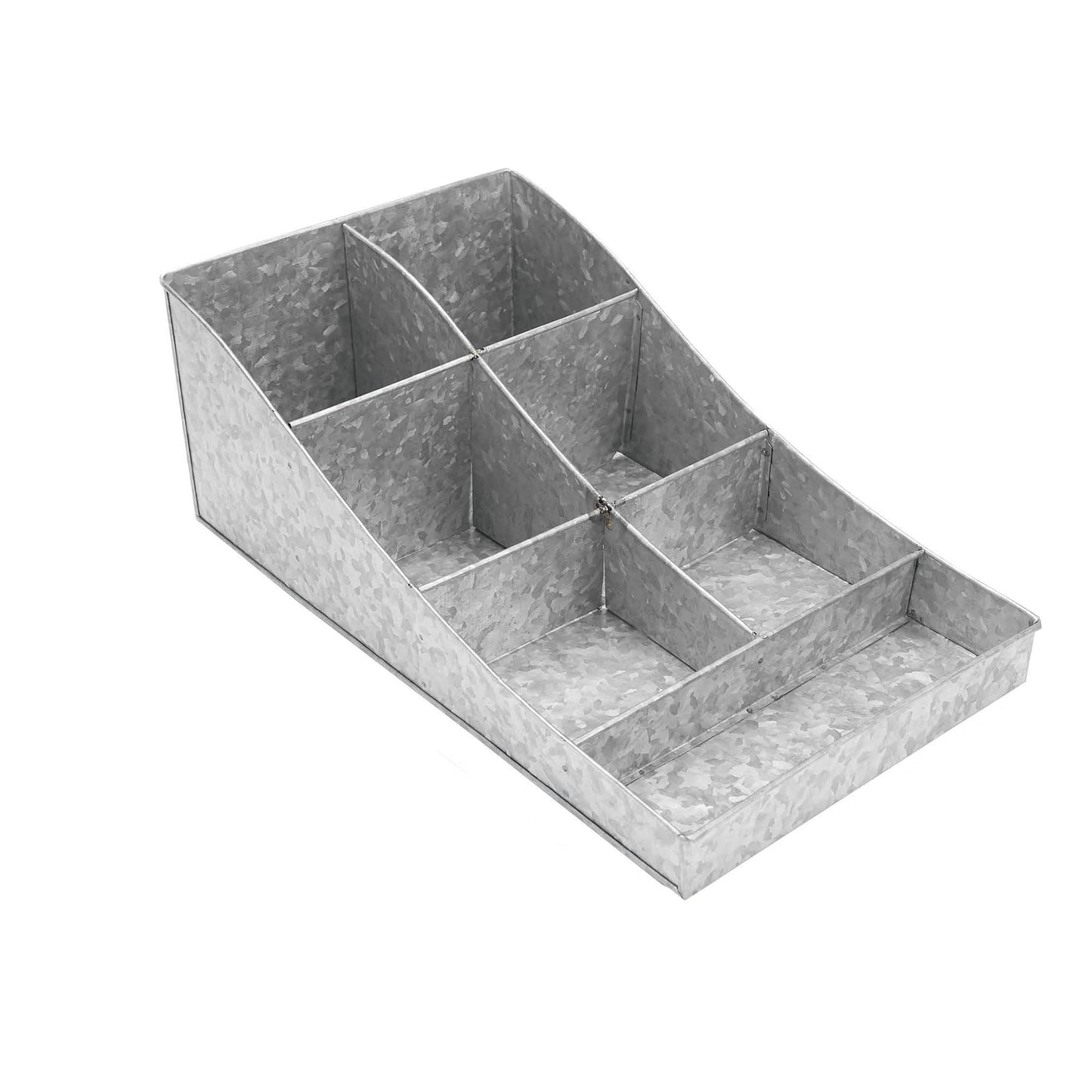 Mind Reader Cup and Condiment Station, Countertop Organizer, Coffee Bar, Galvanized Metal, 8.5"L x 14.5"W x 5.25"H, Silver
