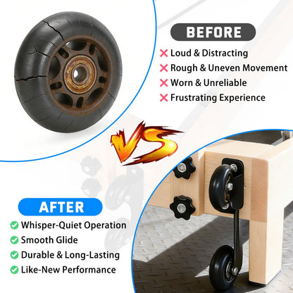 4PCS Silent Pilates Reformer Wheels PU Rollers Easy Installation, Black