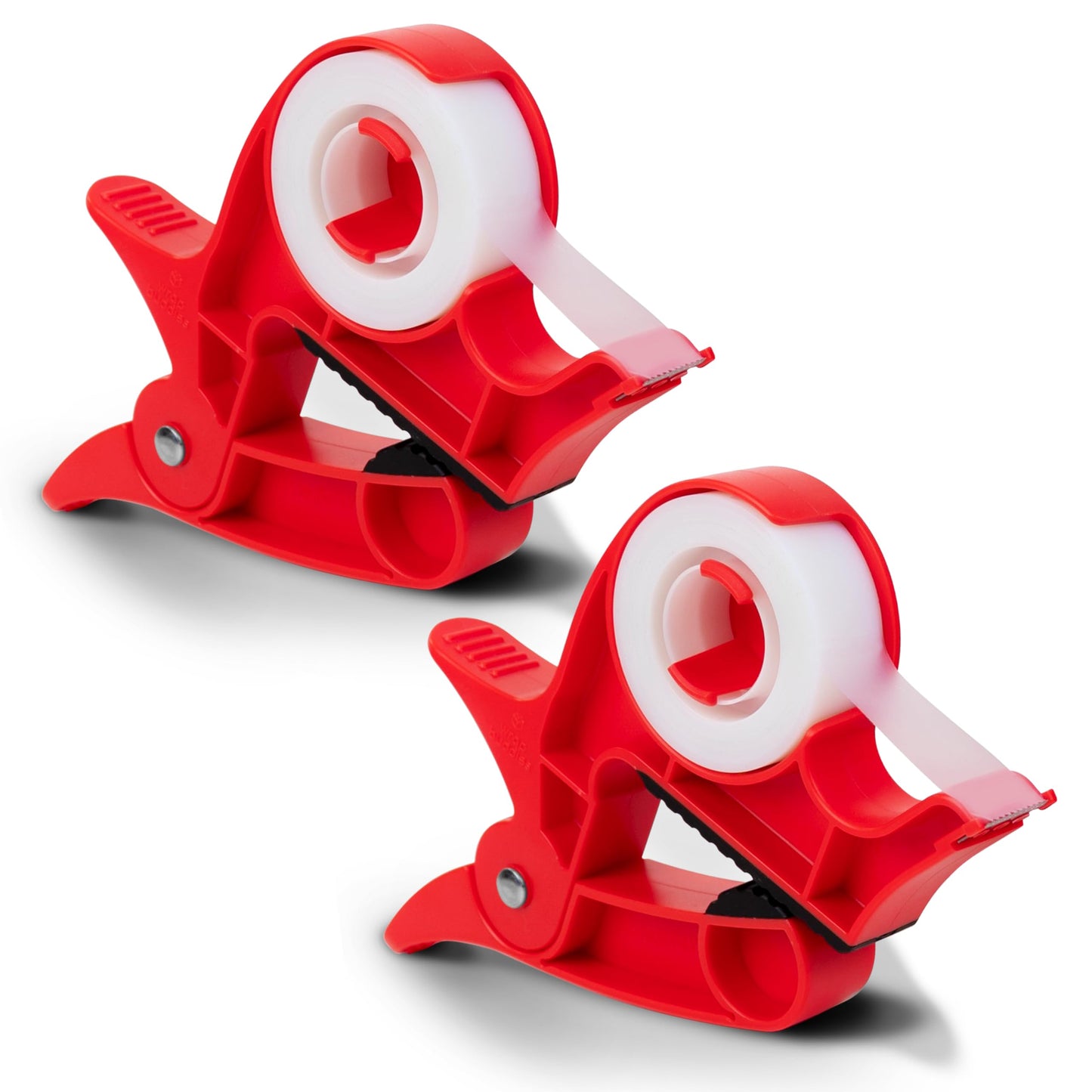 Wrap Buddies Tabletop Gift Wrapping Tool with Tape Dispenser – Set of 2 Adjustable Wrapping Paper Table Clamps with Craft Tape Dispenser - Perfect for Holidays and Crafting - Cherry Red