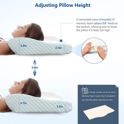 ZAMAT Memory Foam Pillow for Neck Pain Relief, Adjustable Orthopedic Ergonomic Cervical Pillow for Sleeping with Washable Cover, Bed Pillows for Side, Back, Stomach Sleepers