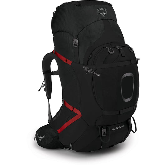 Osprey Aether Plus 85L Men's Backpacking Backpack, Black, S/M