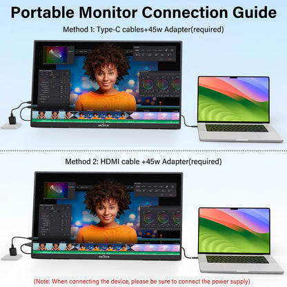 InnoView 23.8" Large Portable Monitor, FHD 144HZ 100% SRGB IPS USB-C HDMI Work Home Gaming Second Monitor 1080P W/180°Adjustable Stand for Laptop, MacBook, Phones