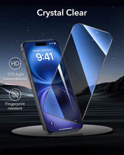 ESR 3 Pack 9H+ Glass for iPhone 16 Pro Max Screen Protector, [Military Grade Shatterproof & Longest Durable] Armorite Ultra-Tough Tempered Glass with UltraFit Tray