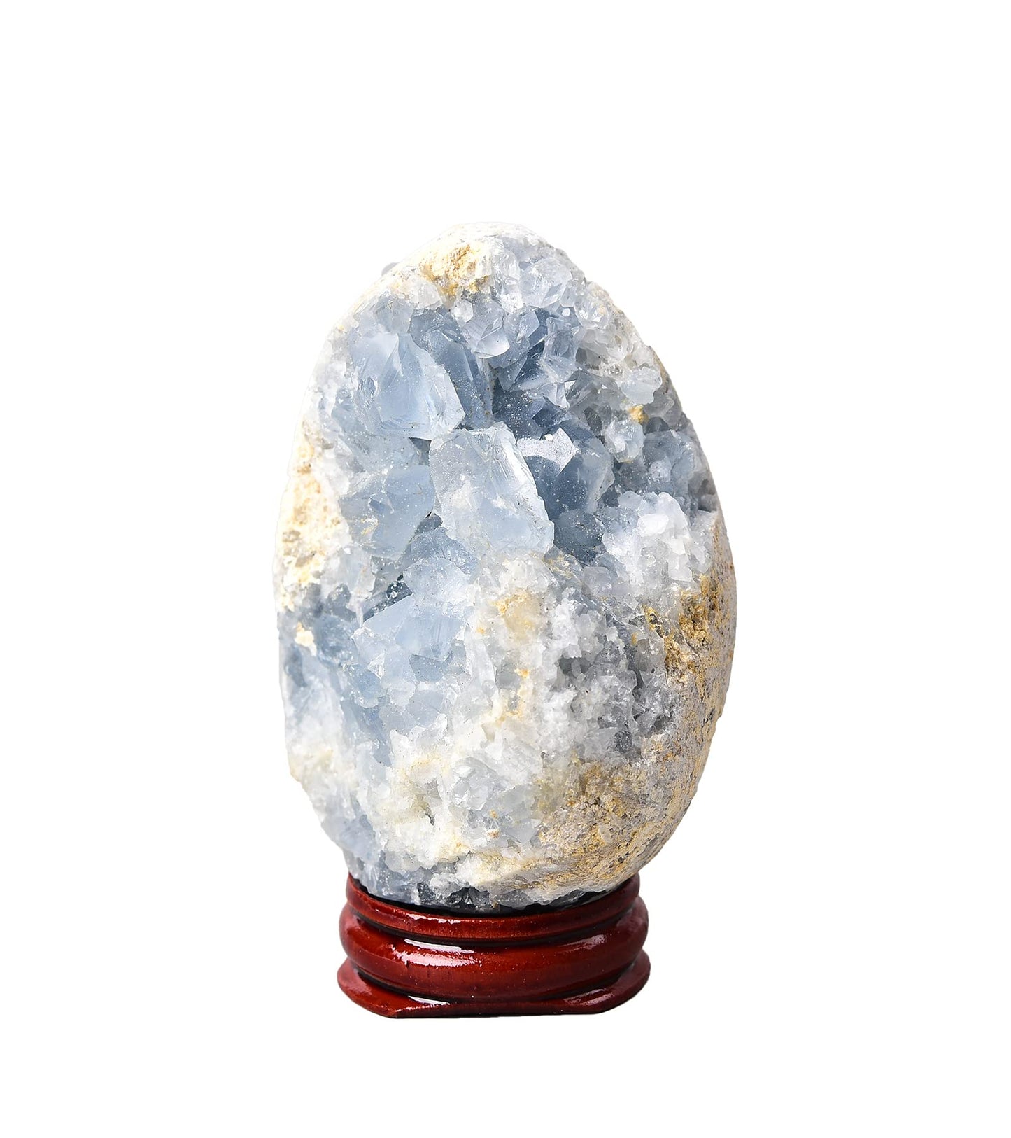 AMOYSTONE Egg-Shape Gemstones Healing Crystals Blue Celestite Cluster Geode Egg 2.5-3", for Healing Reiki Home Decors, Easter Egg