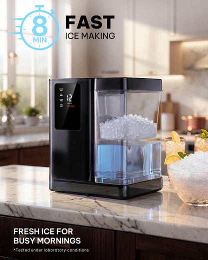 Silonn Nugget Ice Maker Countertop with 3L Detachable Tank – 40 lbs/Day Self-Cleaning & Timer, 40 dB Quiet for Home Bar Party Office, Chewable Nugget Ice Machine for Summer & Cold Drinks
