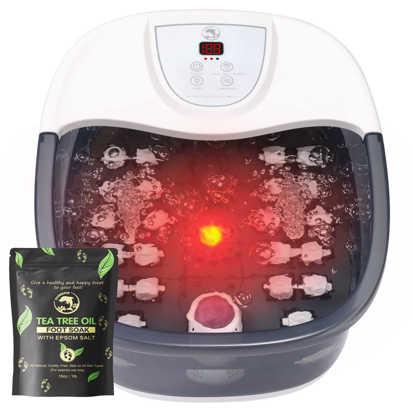 Foot Spa Bath Massager with Heat [2025 Upgraded], Vibration, Temperature Control, Jets, Bubbles and Epsom Salt, Foot Bath Soak Tub with 22 Massage Rollers, Feet Soaking Tub for Relaxation, Purple