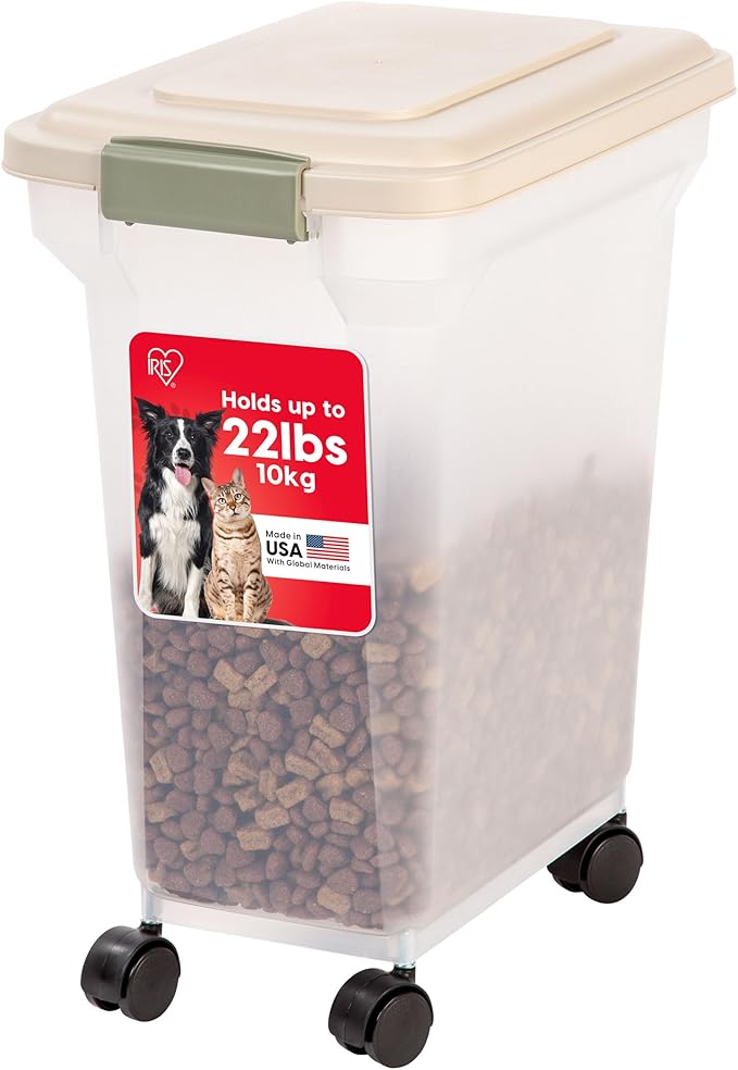IRIS USA Airtight Dog Food Storage Container, WeatherPro, Removable Wheels