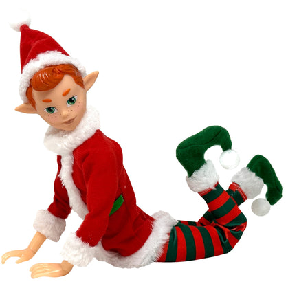 The Original Elf Christmas Elf Dolls, 12" Elf Doll, Toy for Kids or Décor, Mini Toy Elf Dolls for Christmas Elf Decorations, Poseable Little Elf Shelf Sitters with Dangling Legs