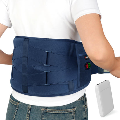 Comfytemp Cordless Heating Pad with Massager for Back Pain Relief, Portable Lower Back Massager FSA Eligible HSA Rechargeable, Birthday Gifts for Women Men Mom Dad Seniors Christmas 3 Heat 30 Auto-Off