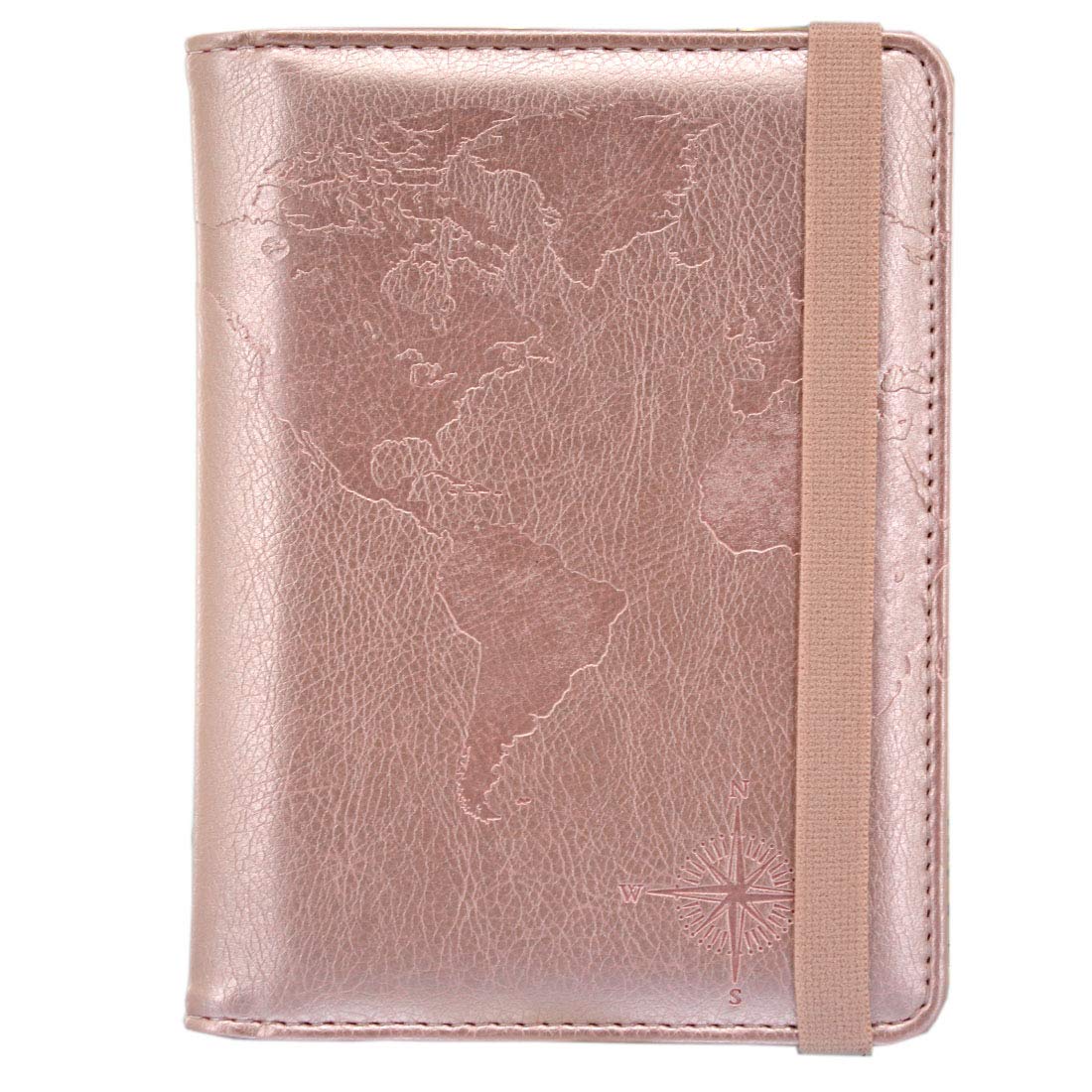 kandouren RFID Blocking Passport Holder Cover Case,Passport Wallet for Men & Women,best gifts for travelers,credit card and ID holder wallets,travel accessories, Rose gold world, Minimalist