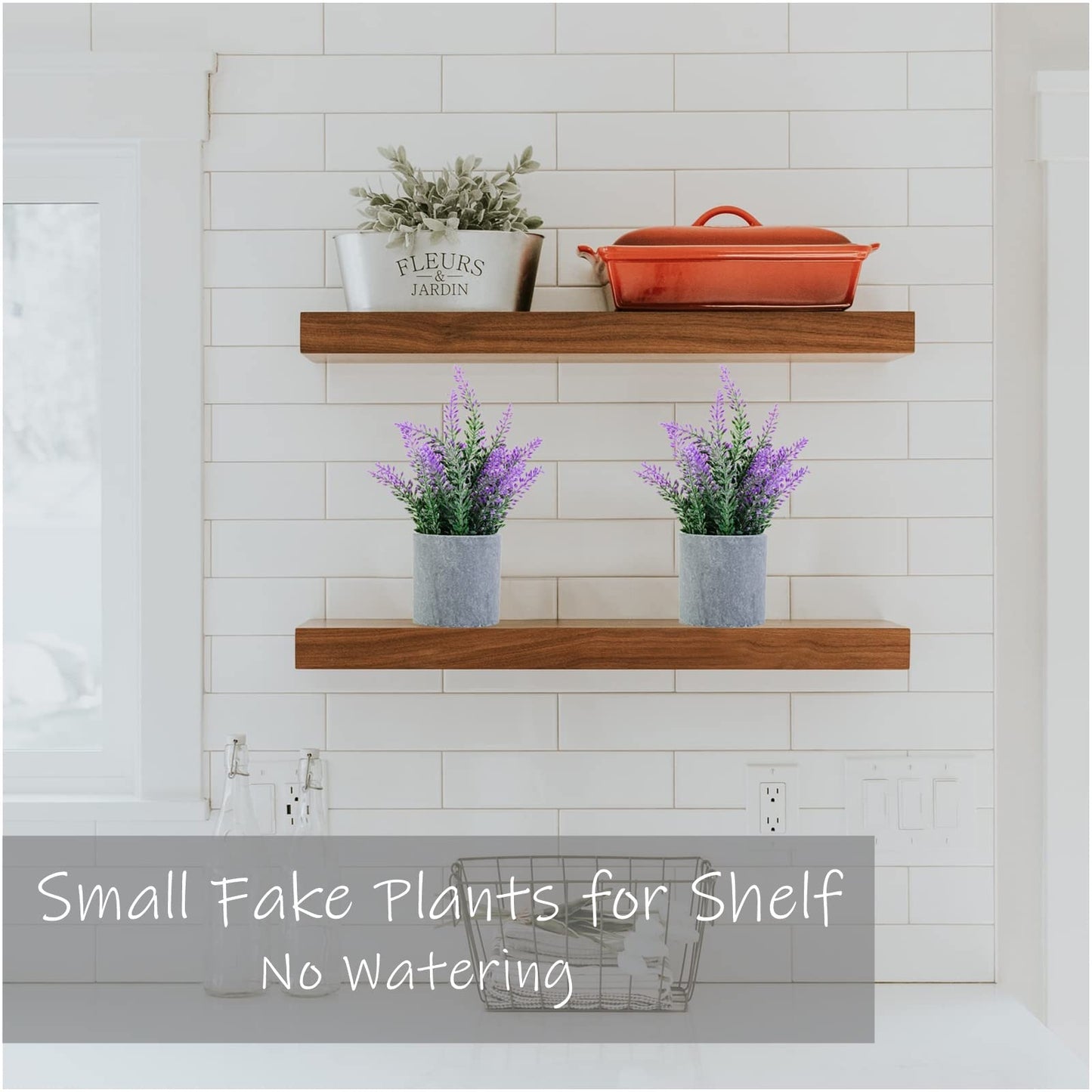 CADNLY Artificial Lavender Plant in Pots - Faux Lavender Flowers Decor – Fake Flowers Purple Decor Plant Potted Bathroom Bedroom Kitchen Farmhouse Home 2 Pack