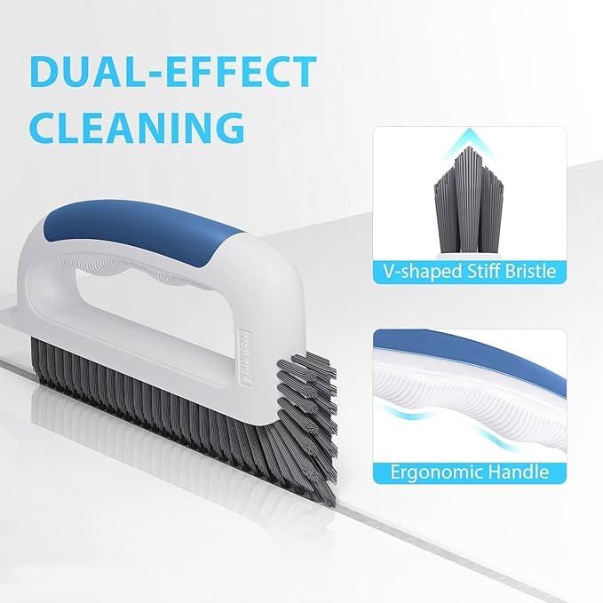 Grout Cleaner Brush for Floors Tile Corner, V Shape Stiff Scrubber Cleaning