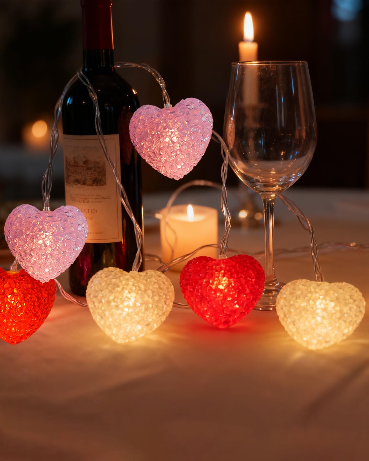 Valentine Lights Indoor 7Ft 10 LED Red White and Pink Heart Shaped String Lights with Timer & 8 Modes, Valentines Heart Light Battery Operated for Home Porch Wedding Christmas Valentine's Day Decor