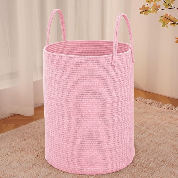 Large Woven Laundry Basket Hamper, 60L Cotton Rope Storage Bin
