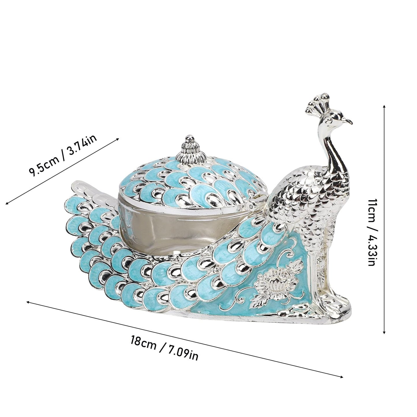 NOENNULL Sugar Bowl with Lid and Spoon Peacock Shaped Vintage Exquisite Embossed Sugar Container for Home Kitchen Coffee Bar Accessories