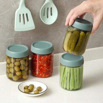 NETANY 6-pack 16 oz Overnight Oats Containers with Lids, Glass jars with Airtight Lids, Wide mouth Mason Salad jars, Glass Food Storage Containers for Snacks Yogurt Spice Sugar