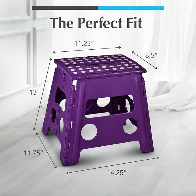 Handy Laundry Folding Step Stool 13 Inch – Sturdy Plastic Foldable Step Stool