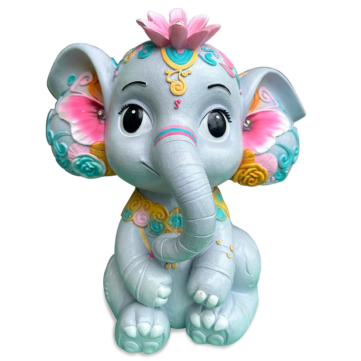 Sgreatiny Solar Garden Elephant Statue with 4 LED Lights