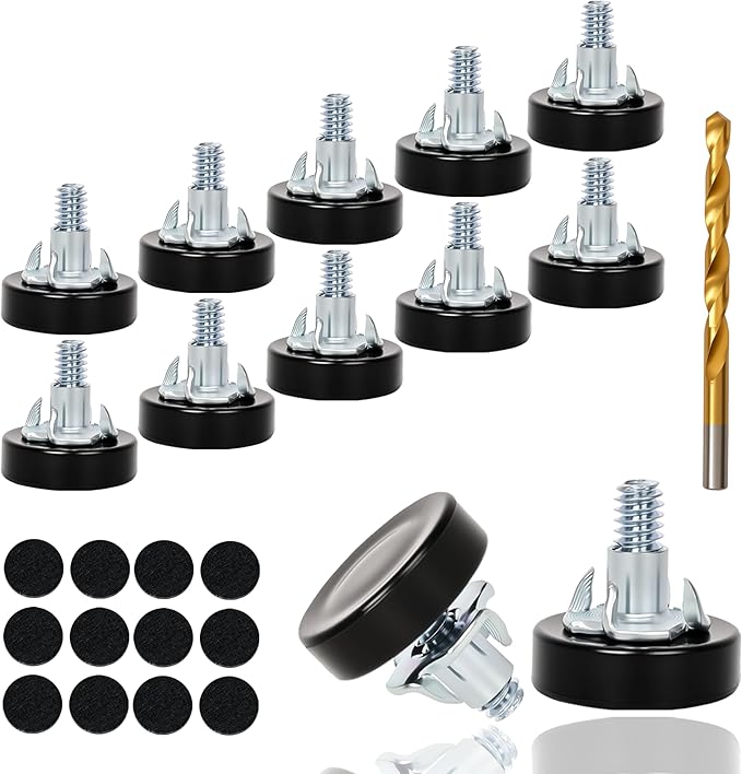 12 PCS 1/4" Thread Furniture Feet Levelers, Furniture Leveling Feet