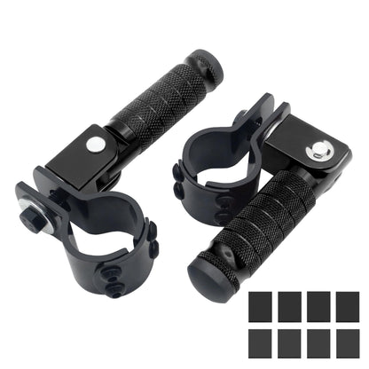 M8 Motorcycle CNC Aluminum 90 Degree Folding Rearsets Folded Motorbike Footrest Bicycle Footpegs Foot Pegs Pedal Universal (Black)