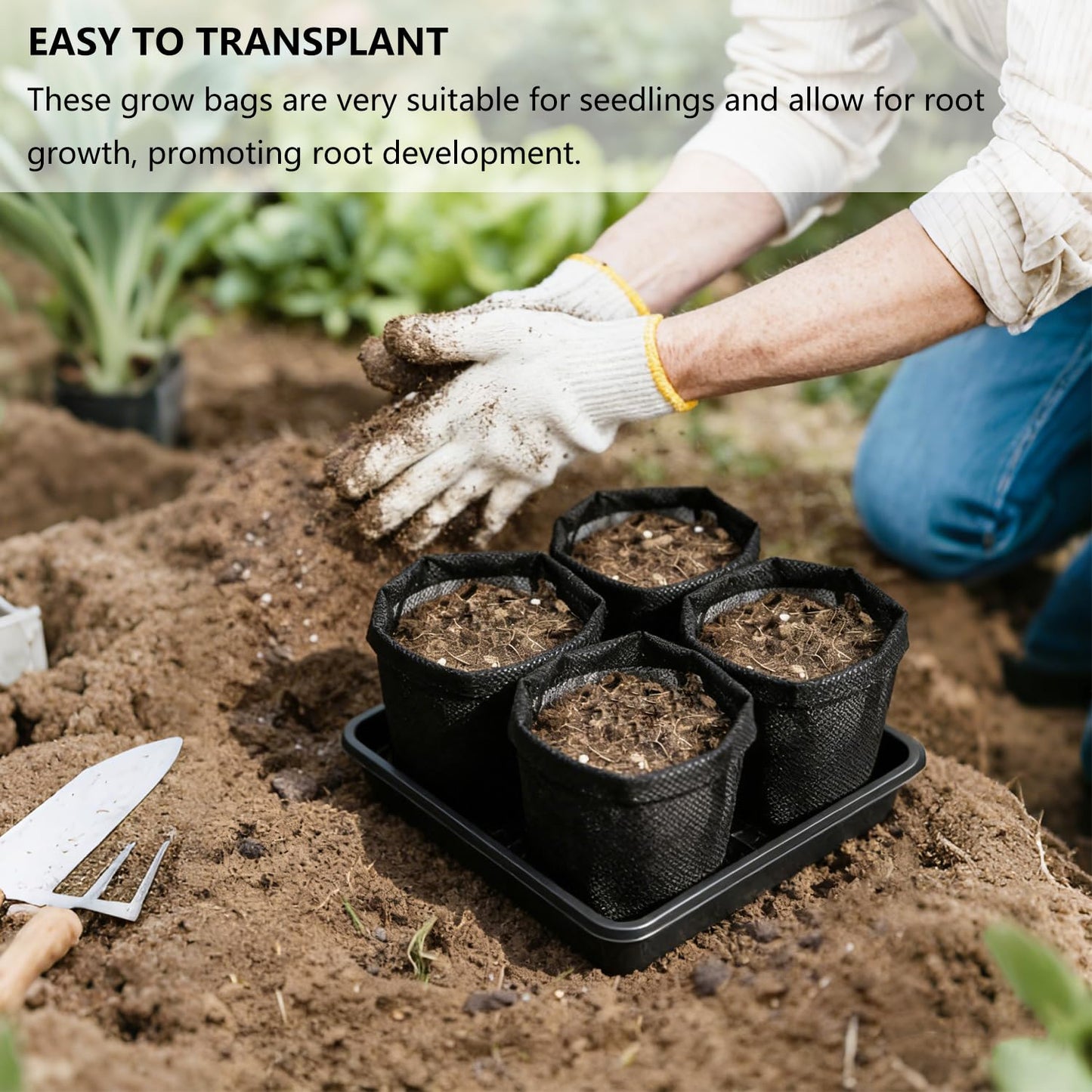 Belit 0.2 Gallon Nursery Growing Bags, 100 Pcs Non-Woven Plant Bag for Gardening, Potato, Flower, Tomato Plant Starts