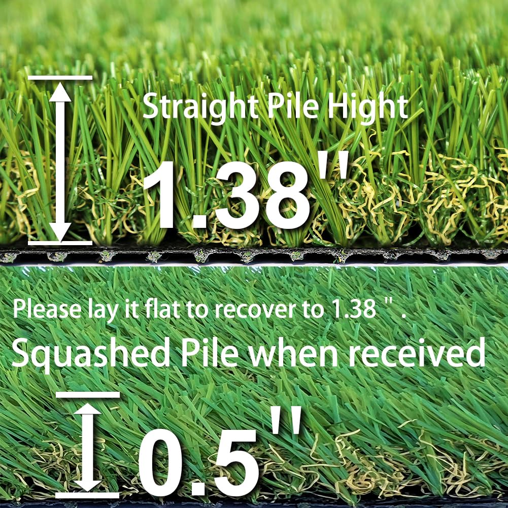 SunVilla 2'x94' Artificial Grass Realistic, [Customized Sizes] Grass Height 1 3/8" Indoor/Outdoor Artificial Grass/Turf Many Sizes 2FTx94FT (188 Square FT)