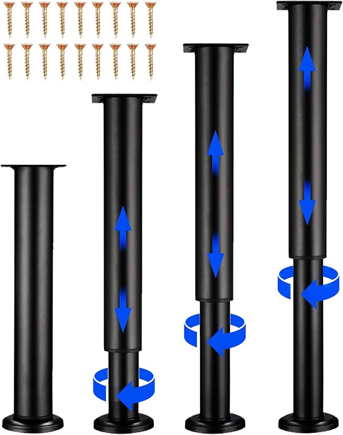4 Pcs Adjustable Height Bed Support Furniture Legs