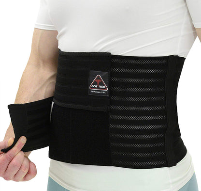 ITA-MED 12" Abdominal Binder for Men, Adjustable & Breathable Post Surgery Compression Garment, Ideal for Post-Surgical Patients & Individuals with Hernias (Black, Small)