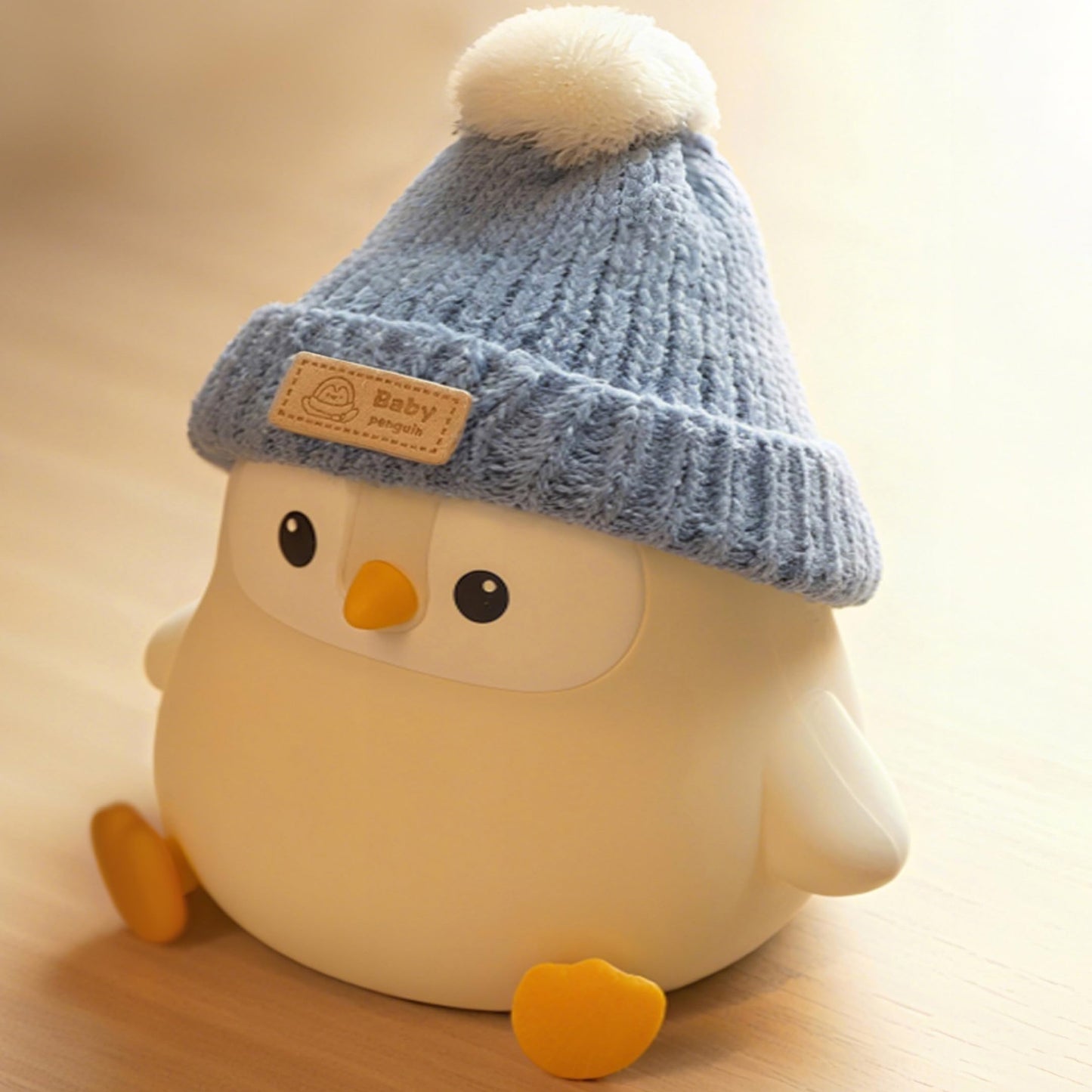FAMIDUO Penguin Night Light with Knit Hat, Cute Silicone Nursery Lamp - Dimmable Squishy Animal Light - Heartwarming Gift for New Mom, Kids Birthday & Baby Shower - Kids Room Decor