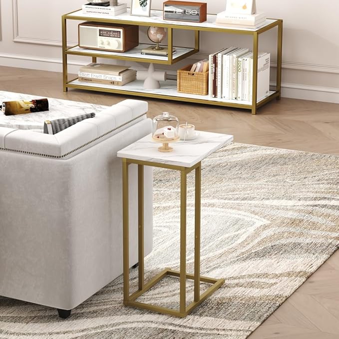 Function Home C Shaped End Table, Small Side Tables