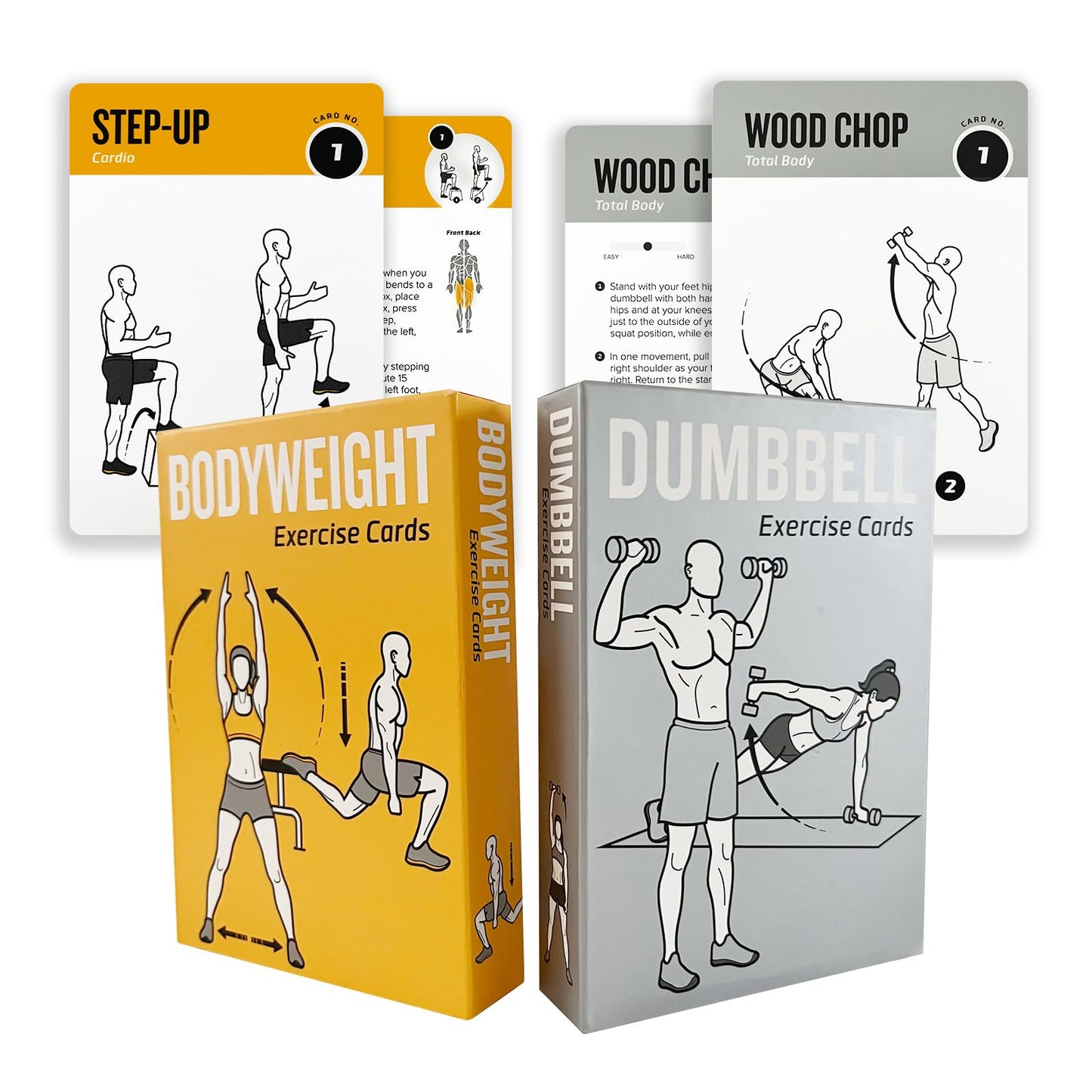ELAORY Bodyweight & Dumbbell Workout Cards - 100 Large 5"x3.5" Exercise Cards with 24 Strength Moves, Home & Gym Fitness Cards for Men & Women, Beginner Fitness Guide