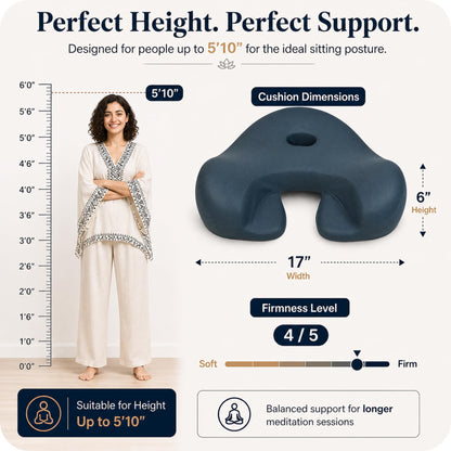 Ergonomic Meditation Cushion with Foot Rest & Carry Strap – Large Floor Cushion for Adults – Meditation Seat & Yoga Cushion for Mindfulness, Sound Healing & Reiki