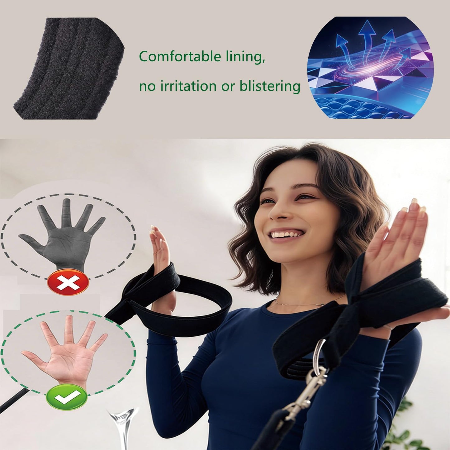 Arisenca Pilates Double Loop Straps with Extra Padding, Adjustable D Ring Reformer Straps for Home Gym, Yoga Stretching, Core Strength Training